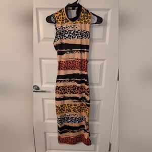 SHEIN Multicolor Animal Print Midi Dress